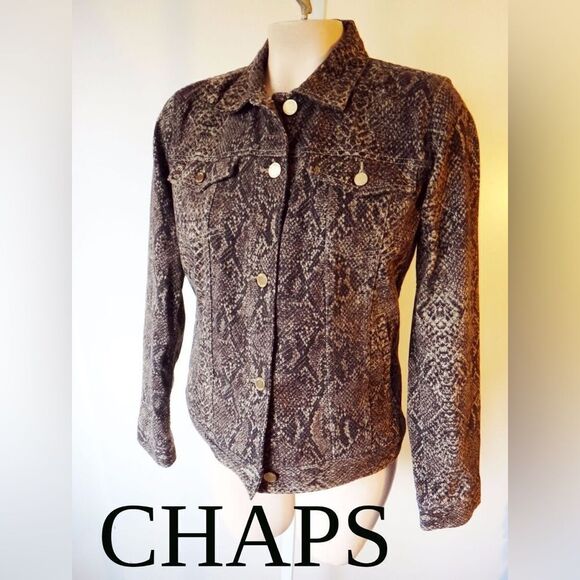 Chaps Brown Python Print Jacket size XL - Picture 1 of 6